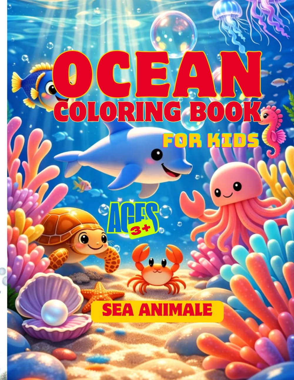ocean coloring book for kids ages 3-12: Fun Underwater Adventure with Dolphins, Sharks, Turtles, and More!