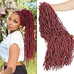 24 Inch 7 Packs Soft Locs Crochet Hair Red Color BUG Burgundy New Faux Locs Pre-looped Super Lightweight Synthetic Hair Braids For Black Women (24inch, 7packs, BUG)