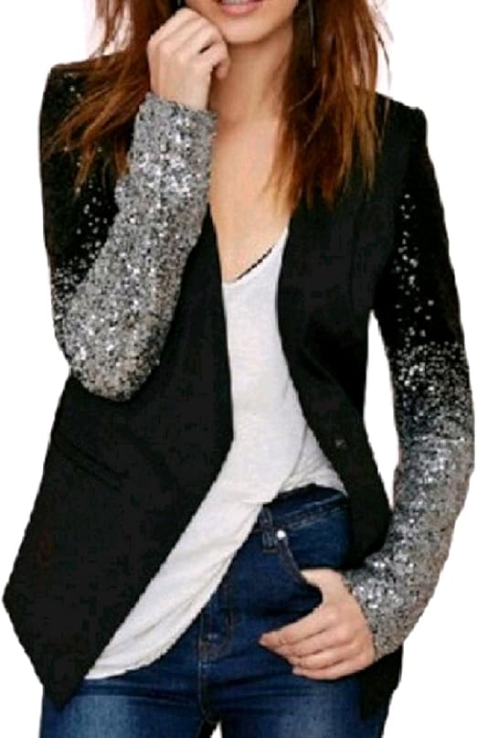 plus size long sequin jacket