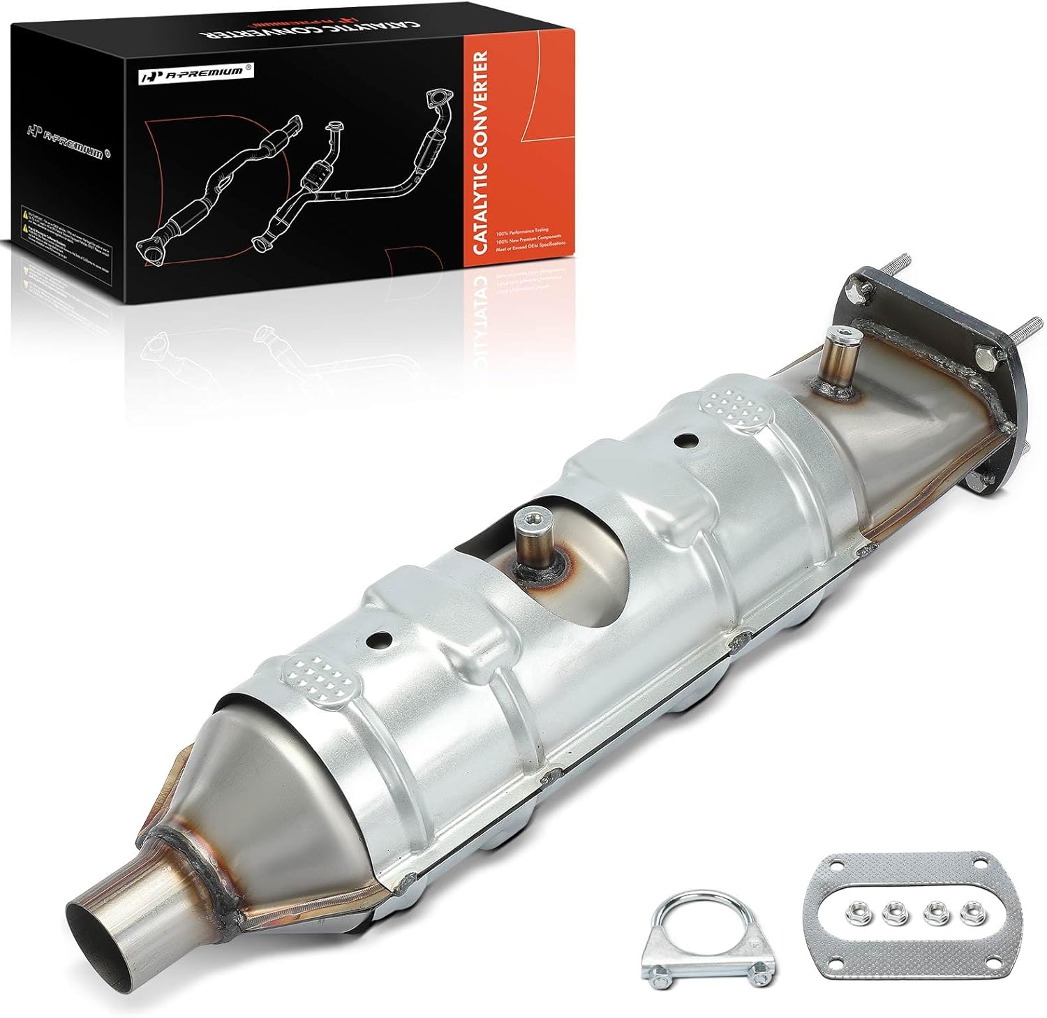 A-Premium Catalytic Converter with Gasket Kit Direct-Fit Compatible with Ford F-250 1987-1996, F-350 1987-1997, E-250 E-350 Econoline, E-250 E-350 Econoline Club Wagon, 5.8L 7.5L, E.P.A. Compliant