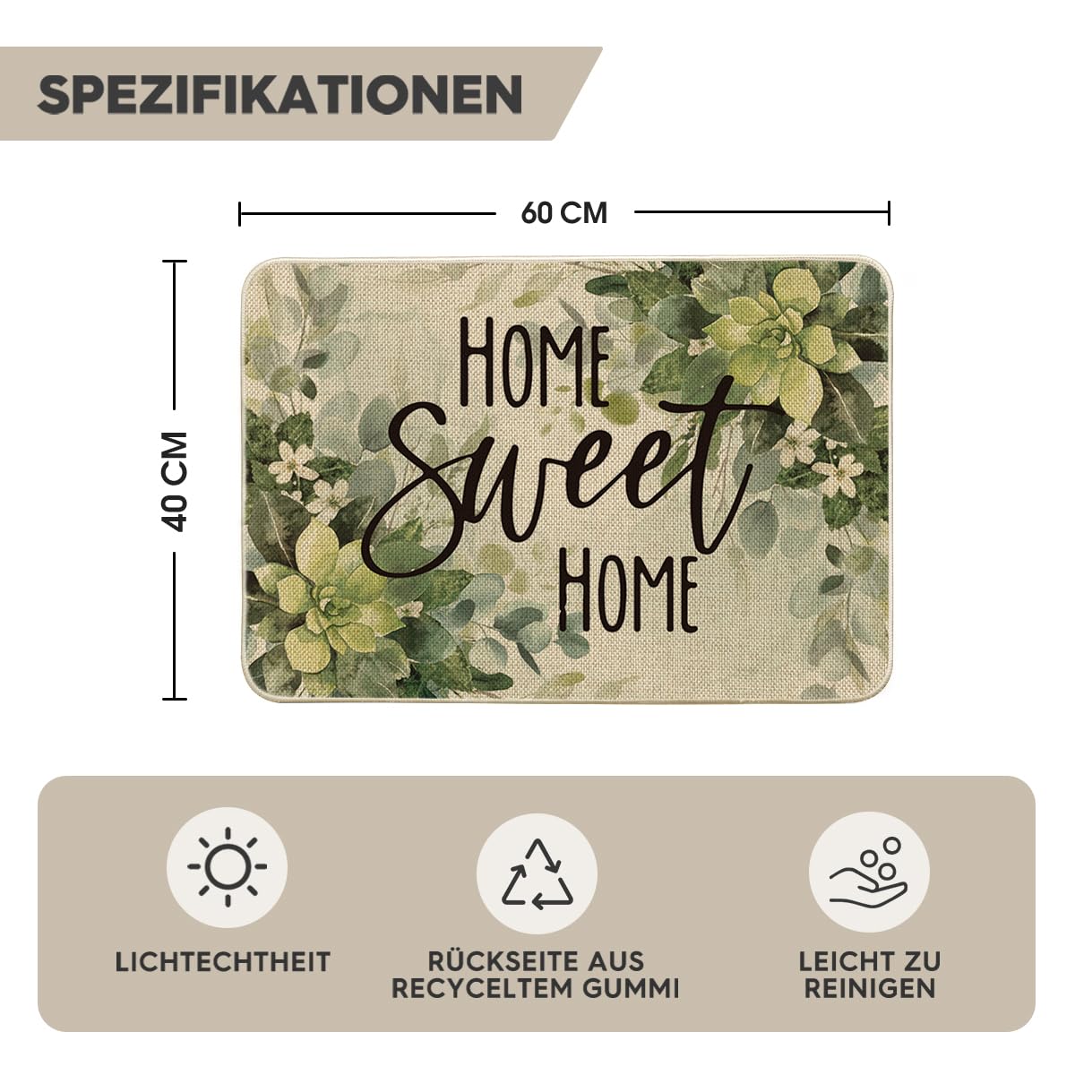 Zerbino Welcome Fiori Selvatici 40x60cm - Antiscivolo, Assorbente, Per Interno/esterno