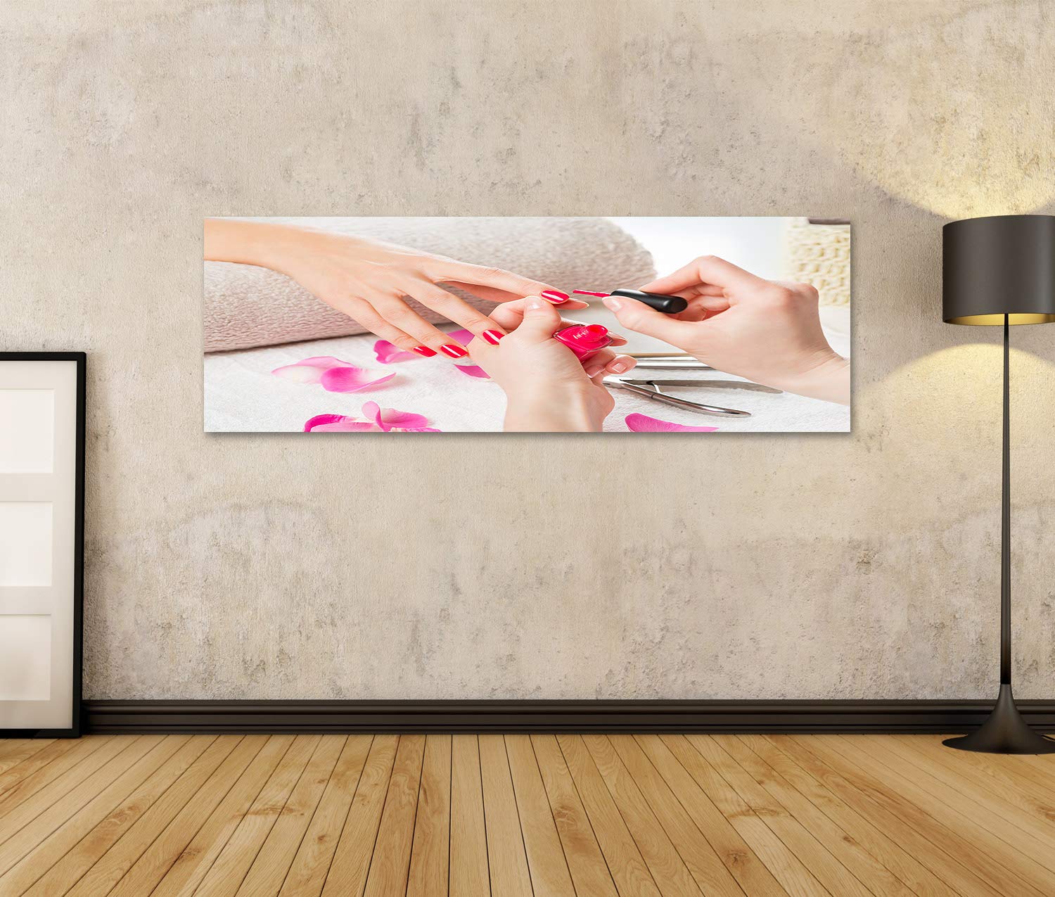 islandburner Primera imagen en lienzo Primer plano de una esteticista aplicando esmalte de uñas en las uñas femeninas en un salón de uñas NA