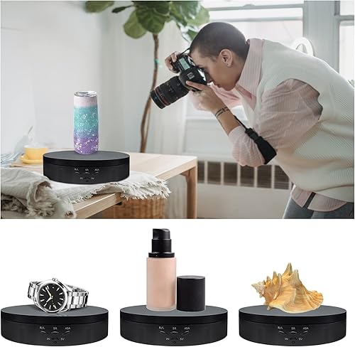Miniatura 8 de Soporte de exhibición giratorio con control remoto, plataforma de taza giratoria de carga de 5.74 pulgadas/22 libras, tocadiscos giratorios de 360