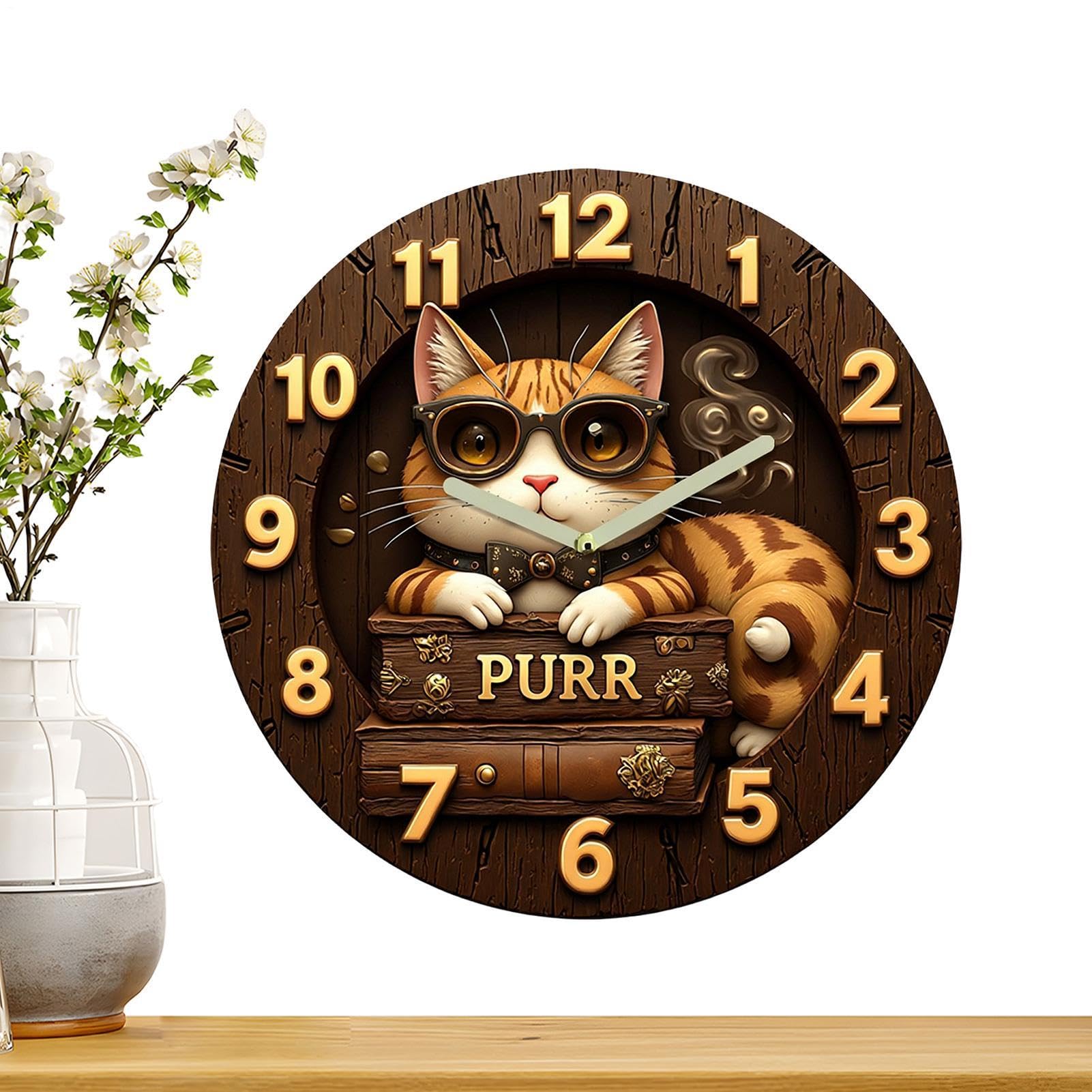 Pendule murale chats silencieuse 30 cm pour deco cuisine bureau et maison