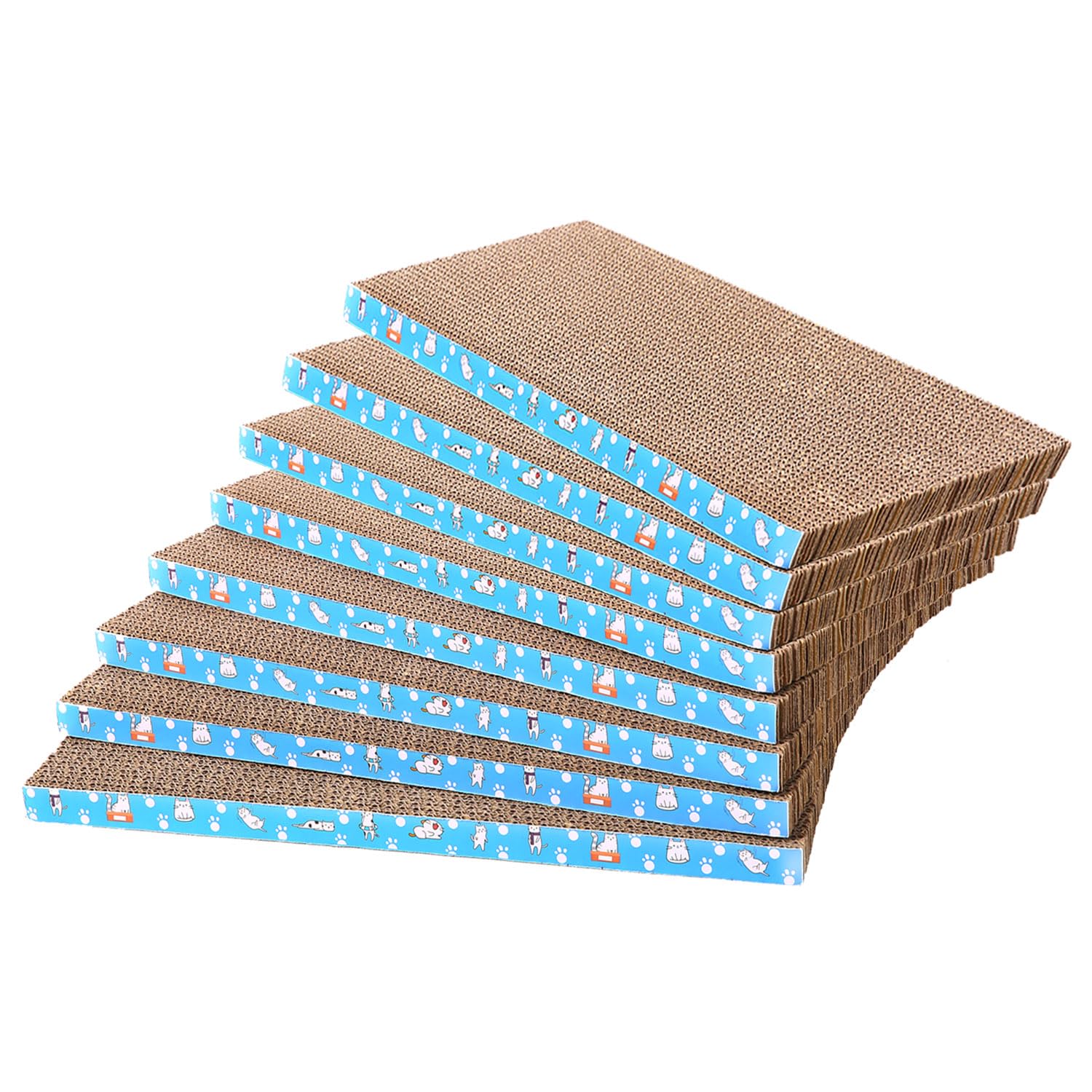8 paquetes en 1 almohadilla para rascar gatos, cartón rascador para gatos, reversible, cartón reciclable duradero, antiarañazos premium, adecuado para que los gatos descansen, molan garras y jueguen