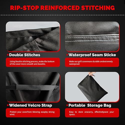 Miniatura 4 de OWEEIO Cubierta de parrilla de barbacoa 800D resistente para parrilla al aire libre, resistente a la intemperie, resistente a los rayos UV y a la