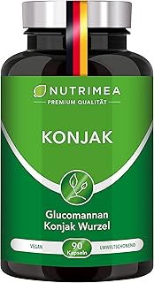 Glucomannan aus Konjak Wurzel | Hochdosiert mit 95% Glucomannan pro Kapsel | Natürliche Ballaststoffe - 90 Kapseln 100% Ve...