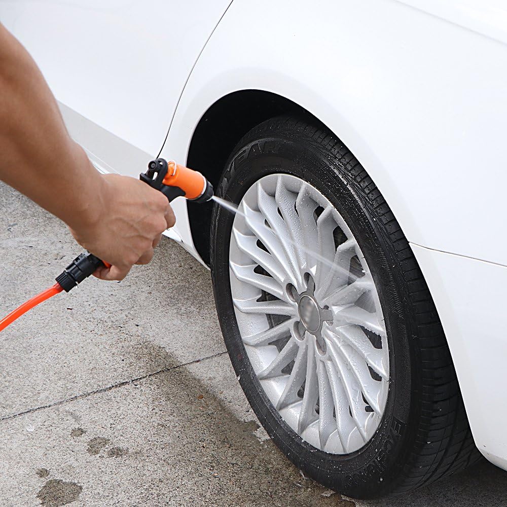 Car Washer Kit - Portable Pressure Washer 12V Water Pump Car Washer, 100W 130PSI, Electric High Pressure Water Washing Kit for Car, Garden, Home, Cleaning, No Automatic on/Off Switch