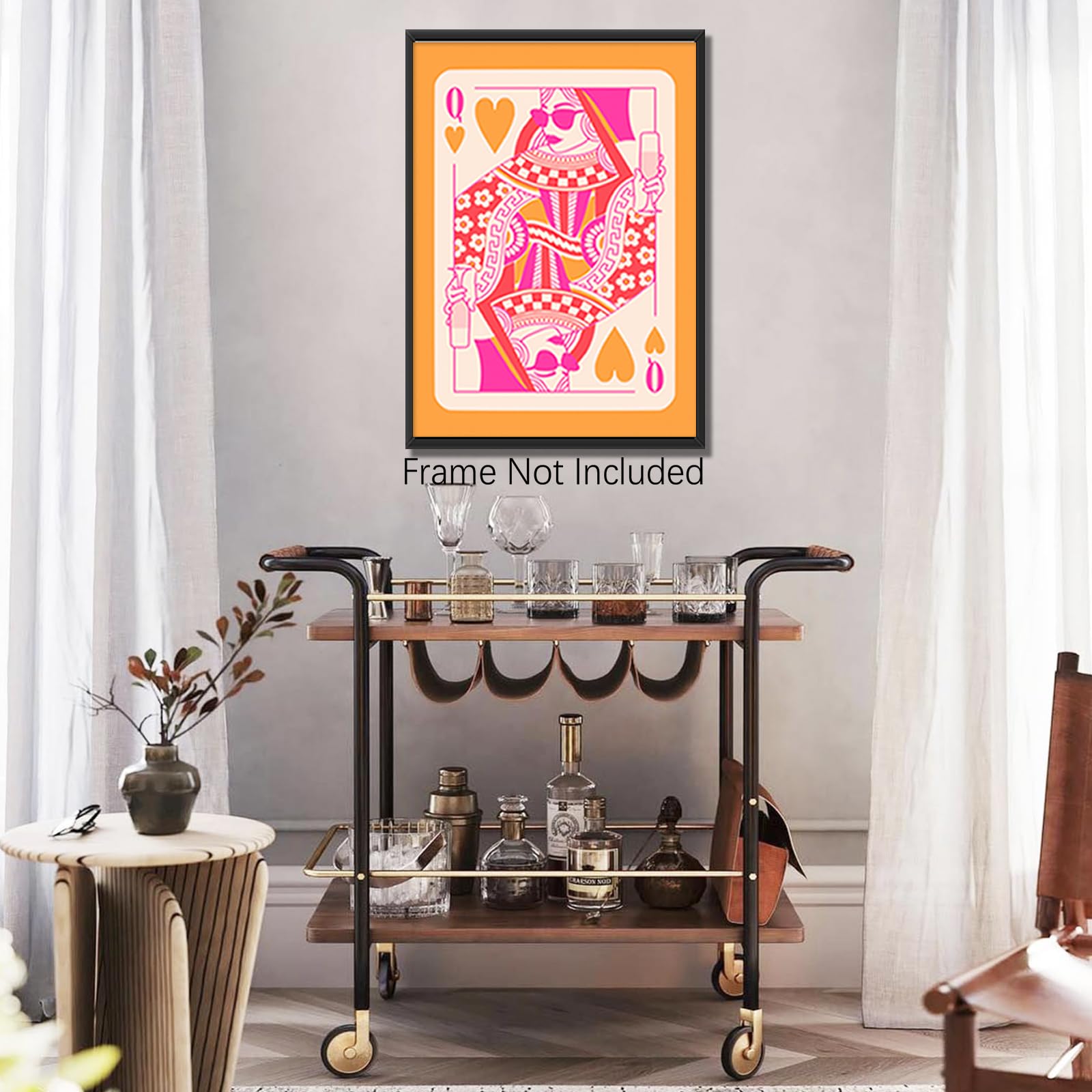 Stampa Su Tela Asso Di Cuori 40x60 Cm - Quadro Carte Da Gioco Rosa E Bianco, Poster Estetico Per Camera Ragazza, Senza Cornice - 2