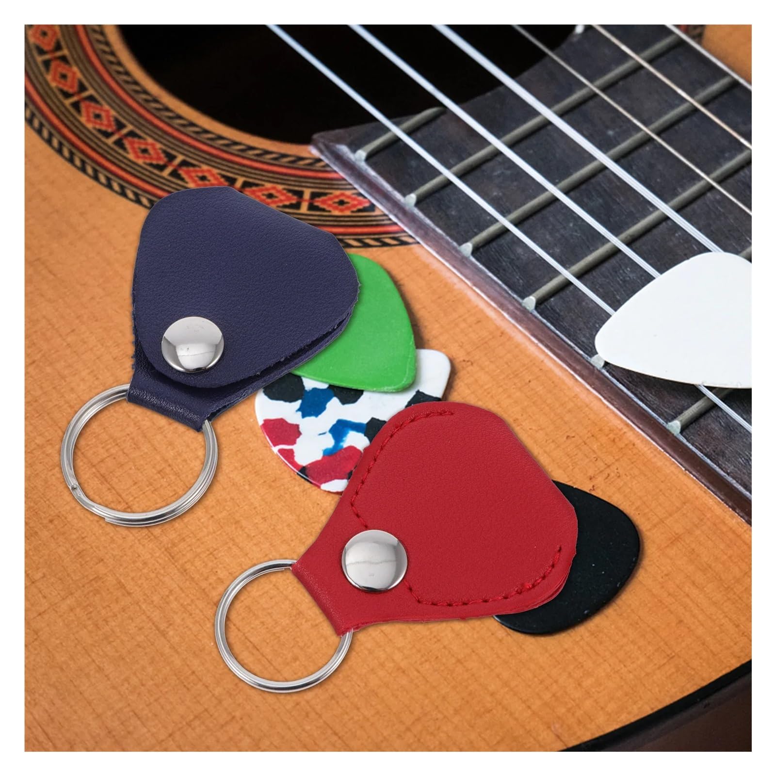 6 Stück Gitarren-Pick-Halter-Schlüsselanhänger