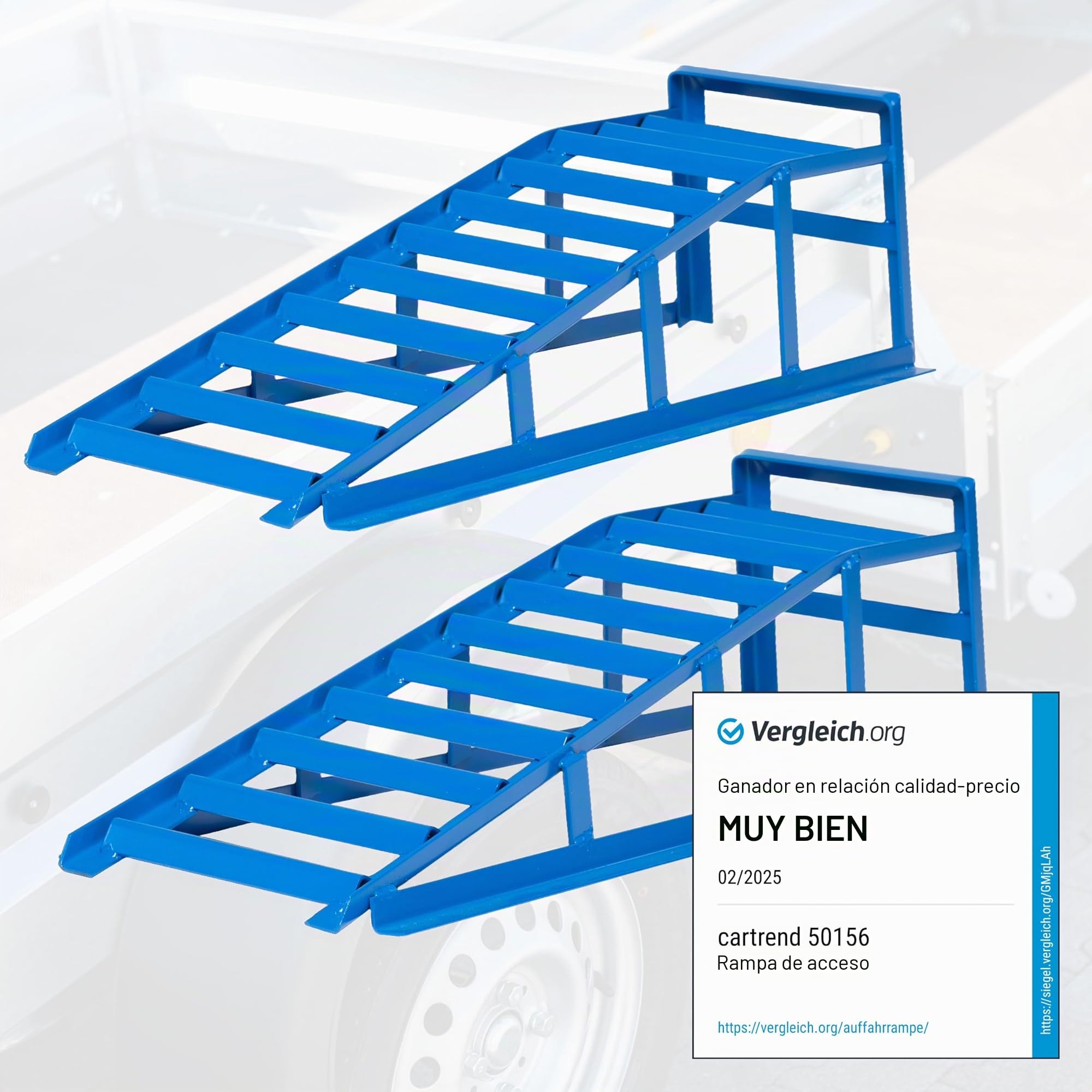 Cartrend 50156 Set de Rampas Extra Sólidas y Anchas, Soporta 1600kg, Ancho de Rueda hasta 225 mm