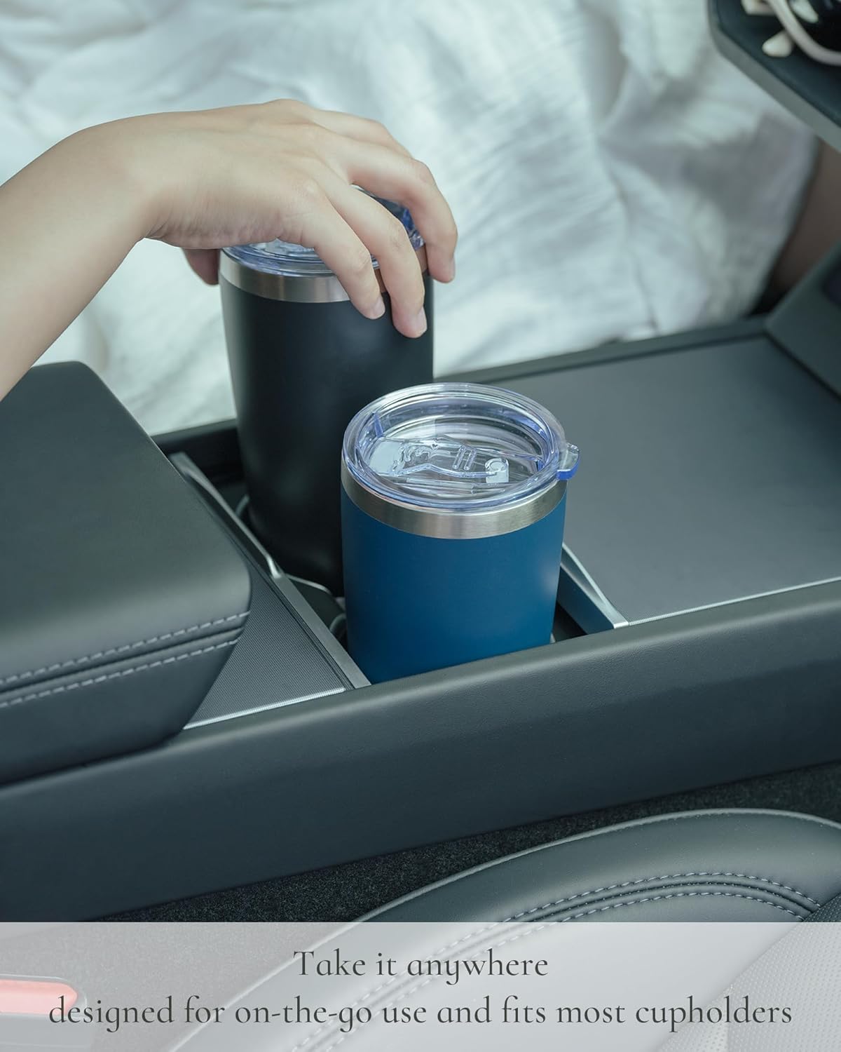 Travel Coffee Tumbler 20oz, Leakproof Travel Coffee Mug with Dual Lids and Straw, Stainless Steel Double Wall Vacuum Insulated Tumbler for Hot/Iced Drinks (Army Green, Textured Matte) - Image 5