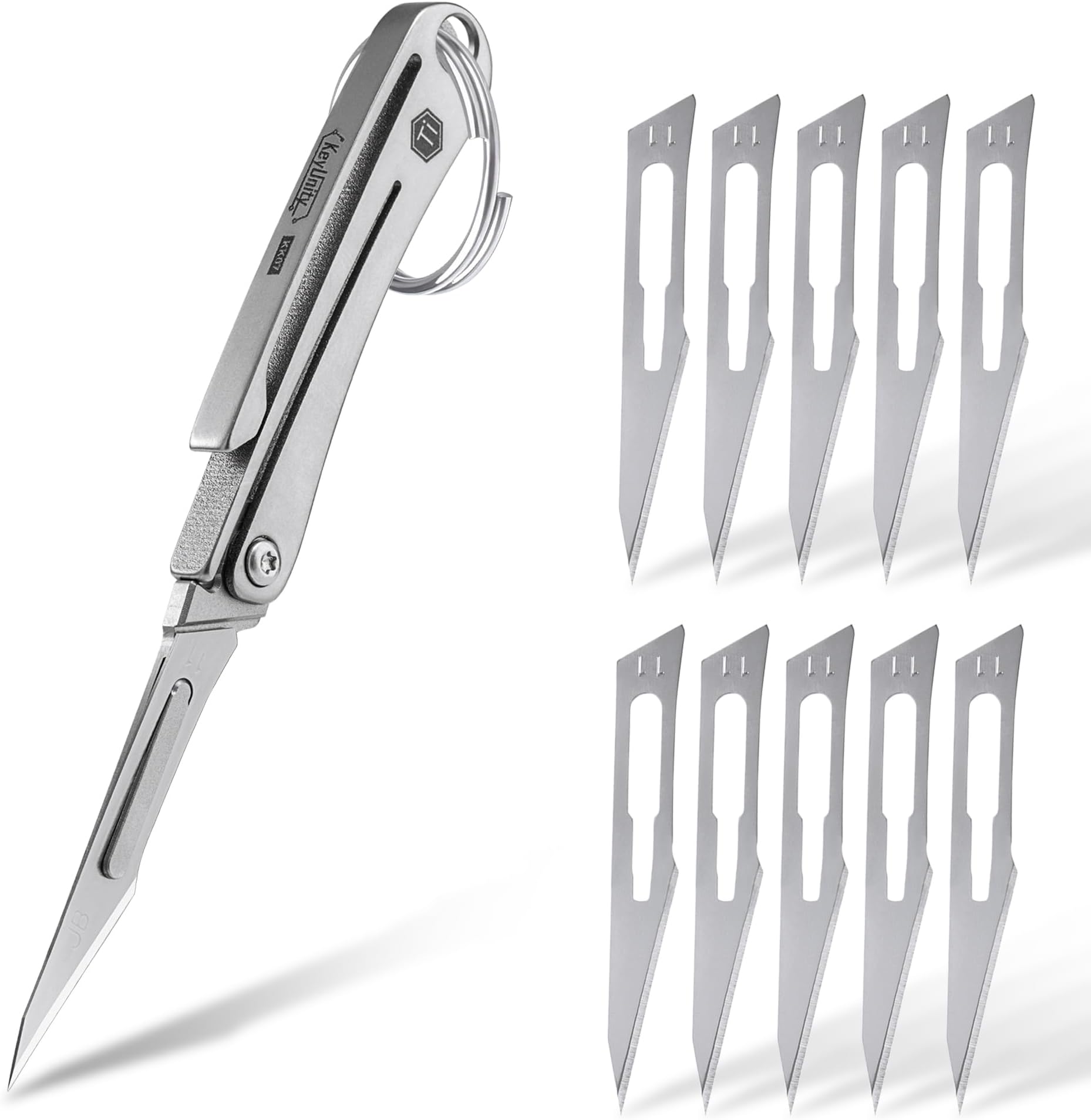 KeyUnity KK07 Mini Titanium Scalpel Knife with #11 Replaceable Blades, EDC Ut...