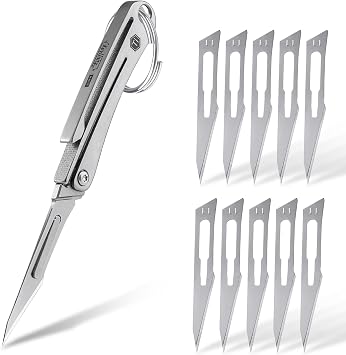KeyUnity KK07 Precision Craft Utility Blade Titanium Handle Mini Cutting Tool for Arts Crafts DIY Projects Paper Cardboard Fabric and Hobby Use with Replaceable Blade