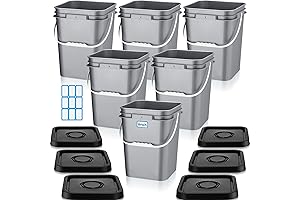 6 Pcs 5 Gallon Square Bucket with Lid for Multipurpose