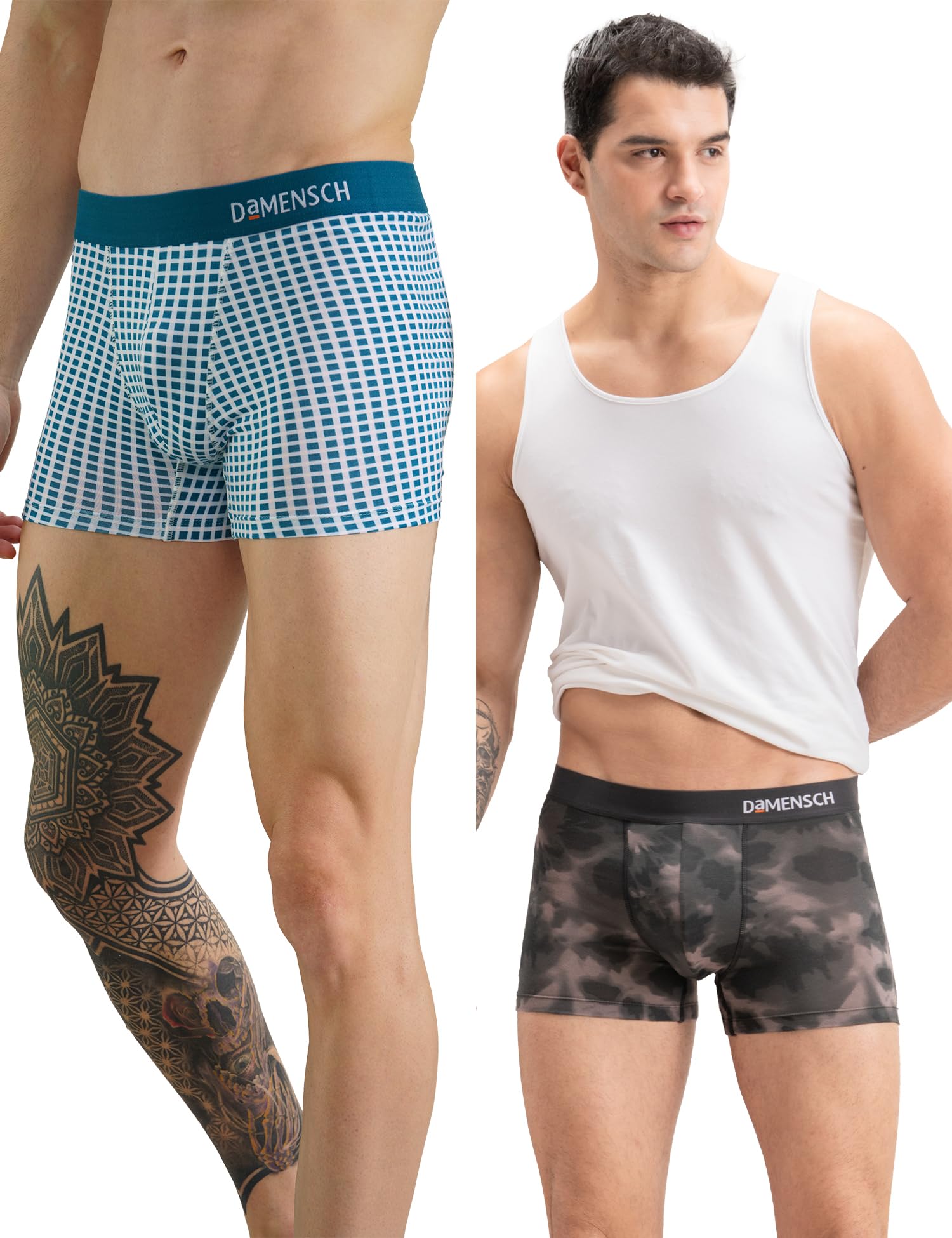 damensch Modal Regular Fit Printed Trunk Underwear Anti-Bacterial Moisture Wicking Breathable Microfibre Waistband Comfortable Deo-Soft Trunks for Men-Thunder Black, Aqua Blue Checks-S-picture-19