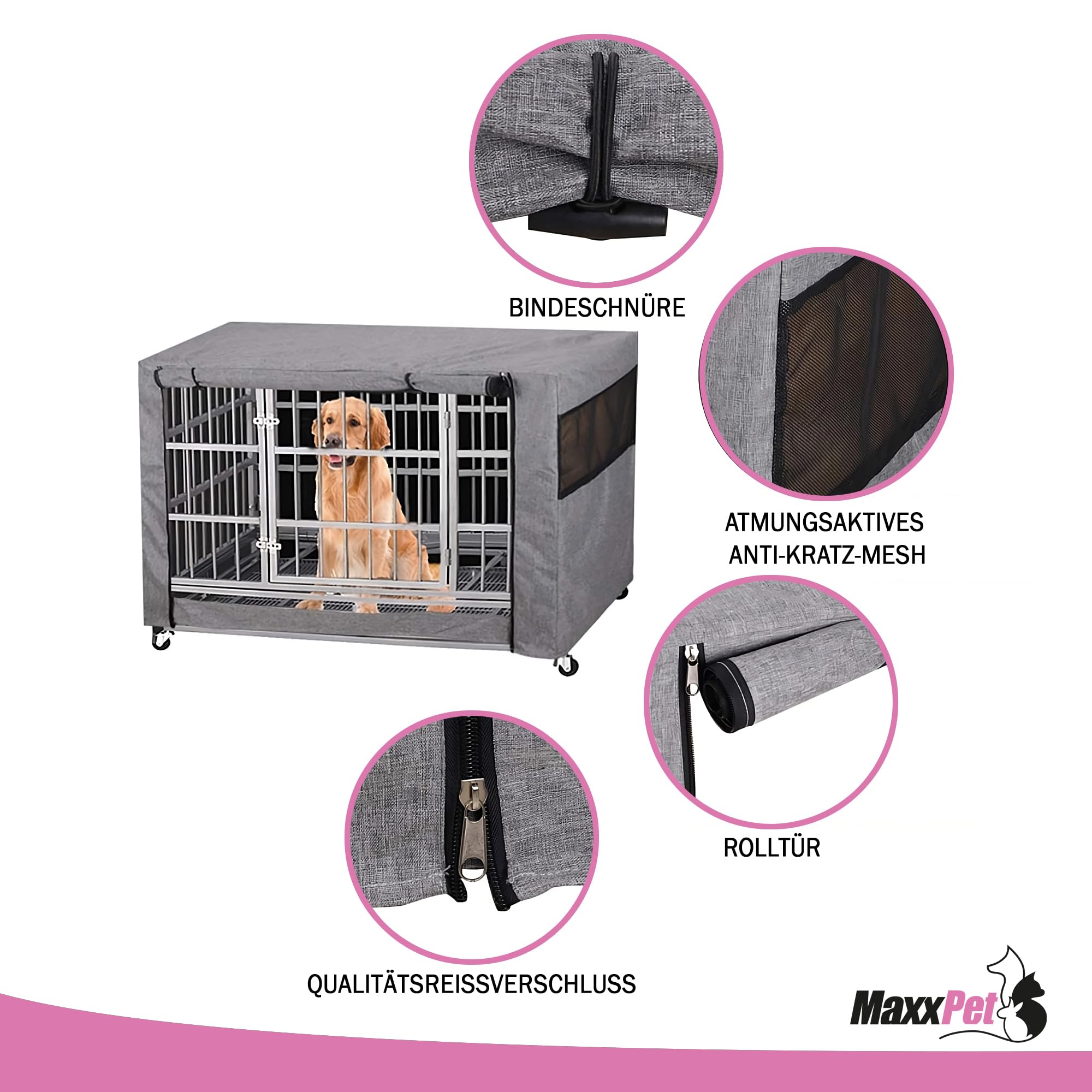 MaxxPet Abdeckung für Hundebox - Bezug für Hundebank – 92x58x64cm