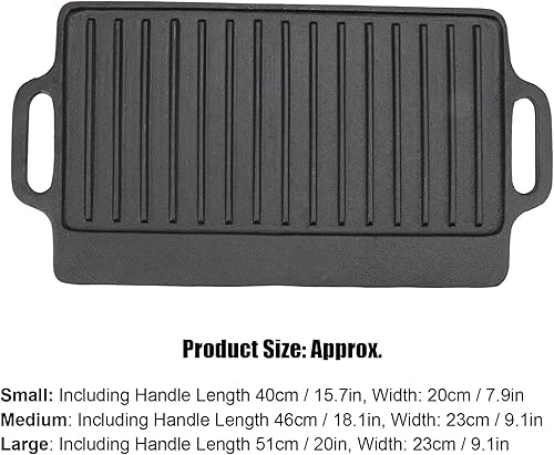 Miniatura 4 de Sartén antiadherente, estufa de interior, parrilla para el hogar, cocina de gas fundido Teppanyaki con asas, parrilla rectangular gruesa de doble