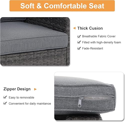 Miniatura 12 de Super Patio - Muebles de jardín, 8 piezas de muebles para exteriores - Juego de muebles modulares de mimbre con mesa de almacenamiento, cojines