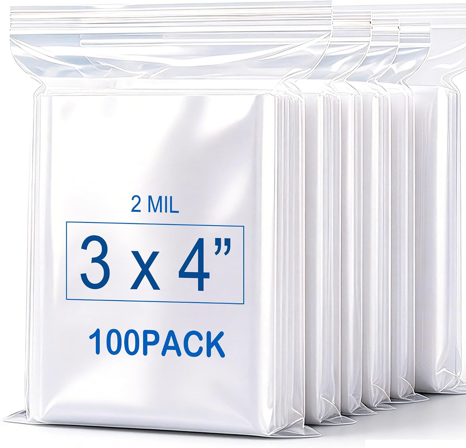 2''X 2'' (Pack of 100) 2 Mil Thick Clear Reclosable Small Zip Plastic Poly Bags With Resealable Lock Seal Zipper for Photo, Jewelry, Bakery, Treats, Travel, Storage, Packaging & Shipping
