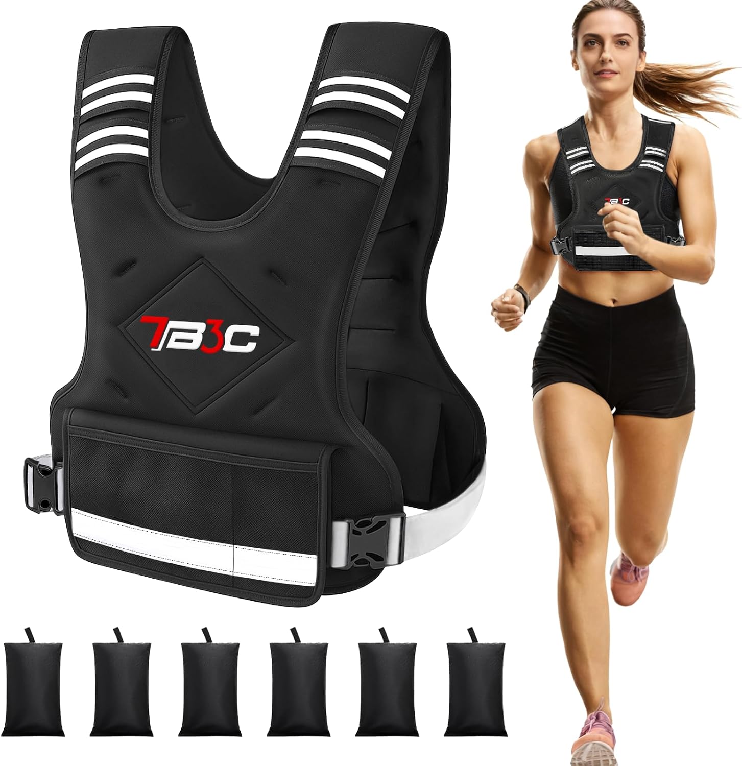 Adjustable Weighted Vest for Women - 04-10lb/11-20lb/20-32lb Vest with 6 Ironsand Weights for Strength Training,Body Weight Vest Exercise Set for Running, Walking and Home Workouts Black 20-32LB