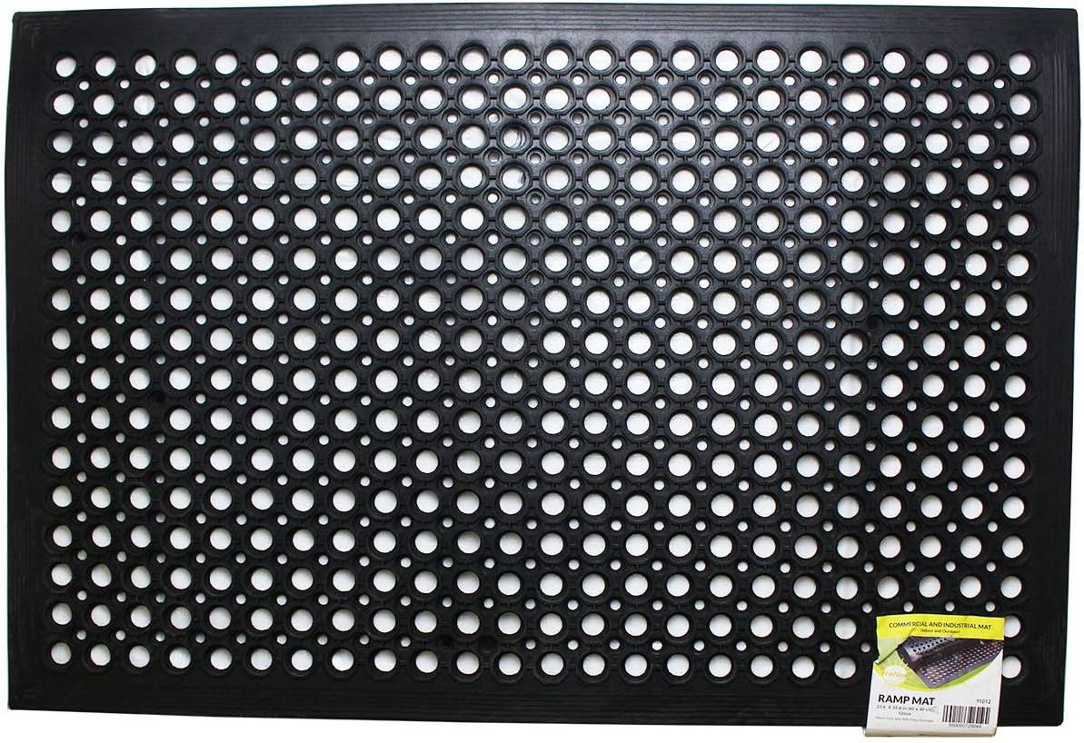 Hawk Heavy Duty Rubber Ramp Mat | 24" x 36" (60 x 90 cm) | Holed Design | Anti-Slip & Anti-Fatigue | Great for Indoor & Outdoor Use