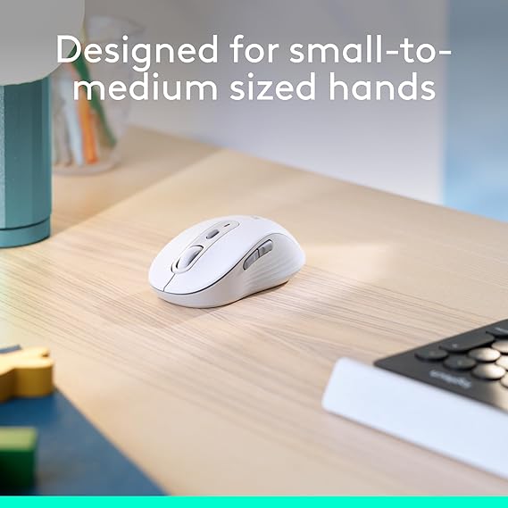 Logitech Signature M650 Wireless Mouse - for Small to Medium Sized Hands, 2-Year Battery, Silent Clicks, Customizable Side Buttons, Bluetooth, for PC/Mac/Multi-Device/Chromebook - Off White