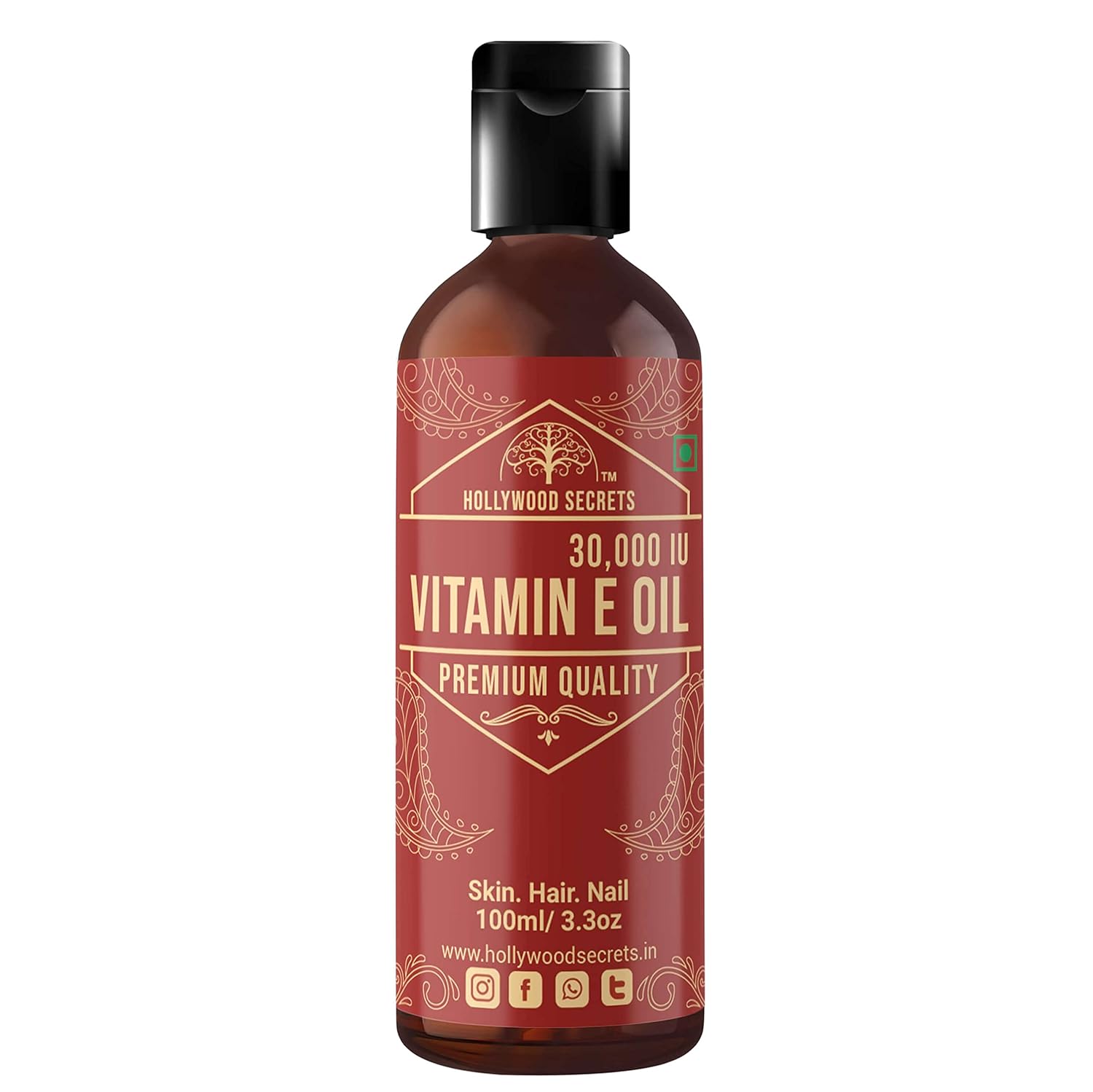 Buy Hollywood Secrets Pure 30000 IU Vitamin E oil Hair Face Skin 100ml Online at Low Prices in