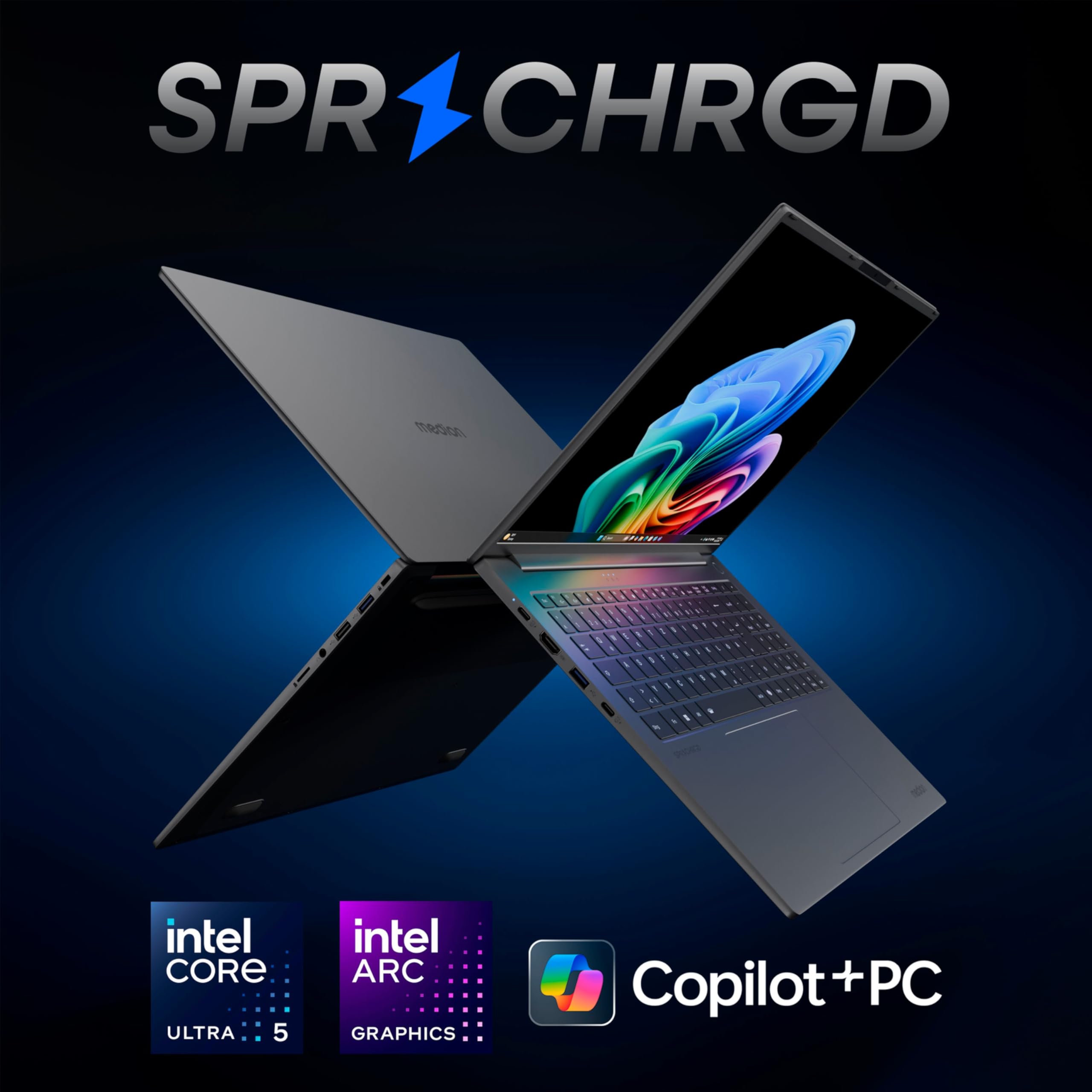 MEDION SPRCHRGD 16 S1 40,6 cm (16" Zoll 120Hz 2.8K OLED) Laptop (Copilot+ PC, Core Ultra 5 228V, 32GB DDR5 RAM, 512GB SSD, Windows 11 Home)
