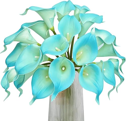 Letjolt Ramo de flores artificiales de lirio de pavo real, 20 unidades, para boda, novia, ducha, bendición, decoración del hogar, flores de lirios