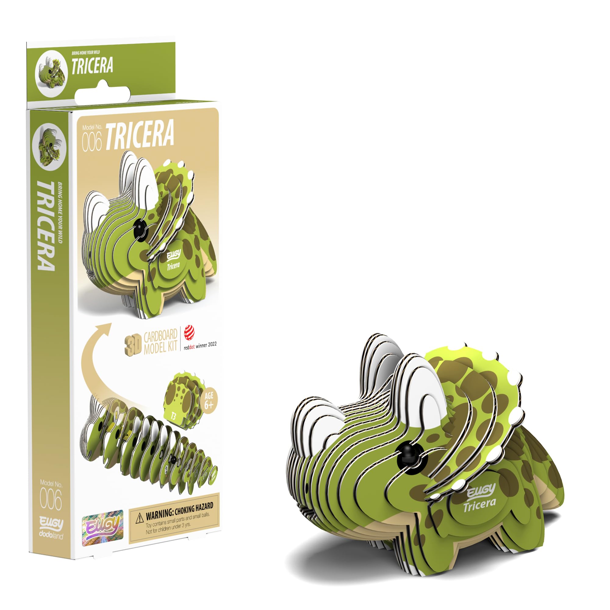 EUGY 3D Tricera Dinosaur Model, Craft Kit