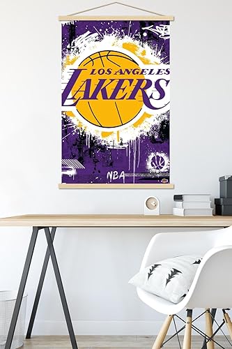 Miniatura 5 de Trends International NBA Los Angeles Lakers - Póster de pared con logotipo Maximalist 23 con marco magnético