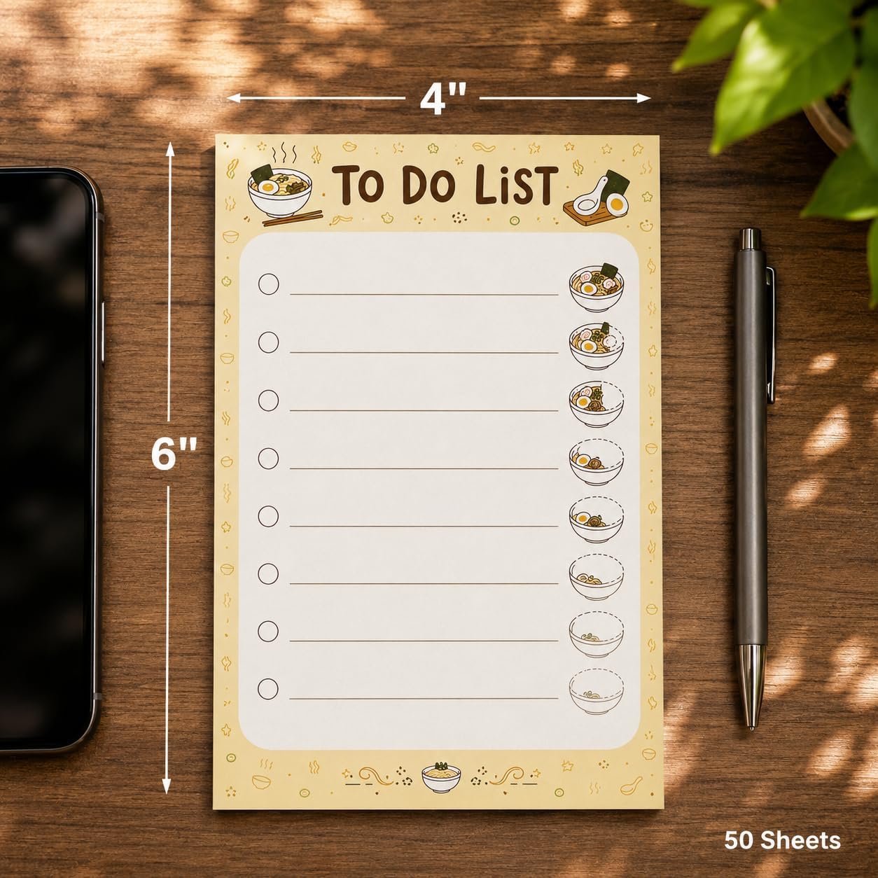 Ramen Sticky Notes Gifts,50 Sheets 4x6 Inch Ramen Notepad image 3