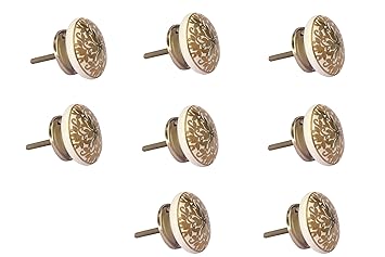 RHF Knobs for Drawers - Vintage Assorted Ceramic Drawer Handle for Kitchen Cabinets Home Interior D?cor Furniture Hardware - Popular Golden - Pack of 8