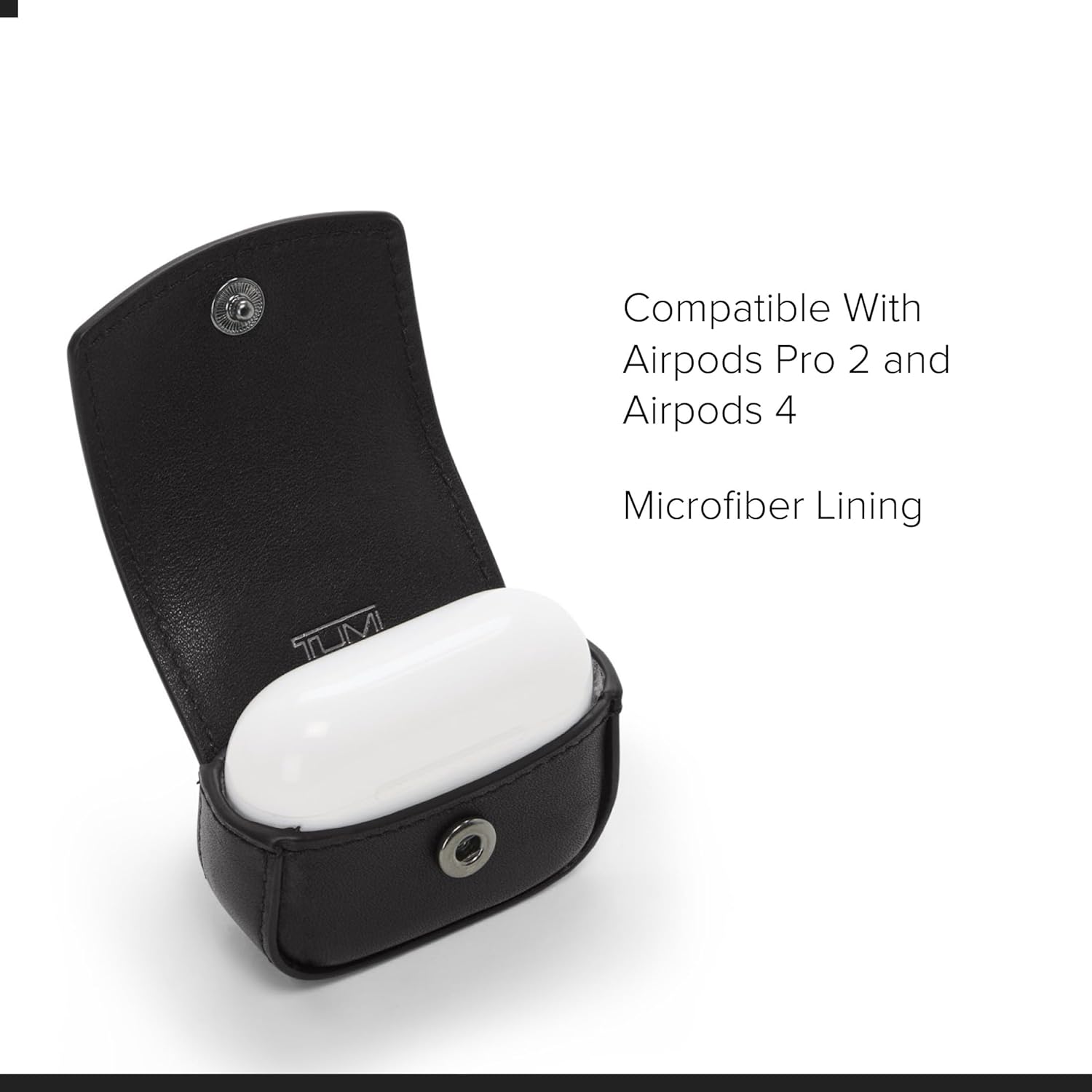 TUMI - Belden Airpods Charm - Men's and Women's Premium Leather Earbud Case - Black with Gunmetal Hardware