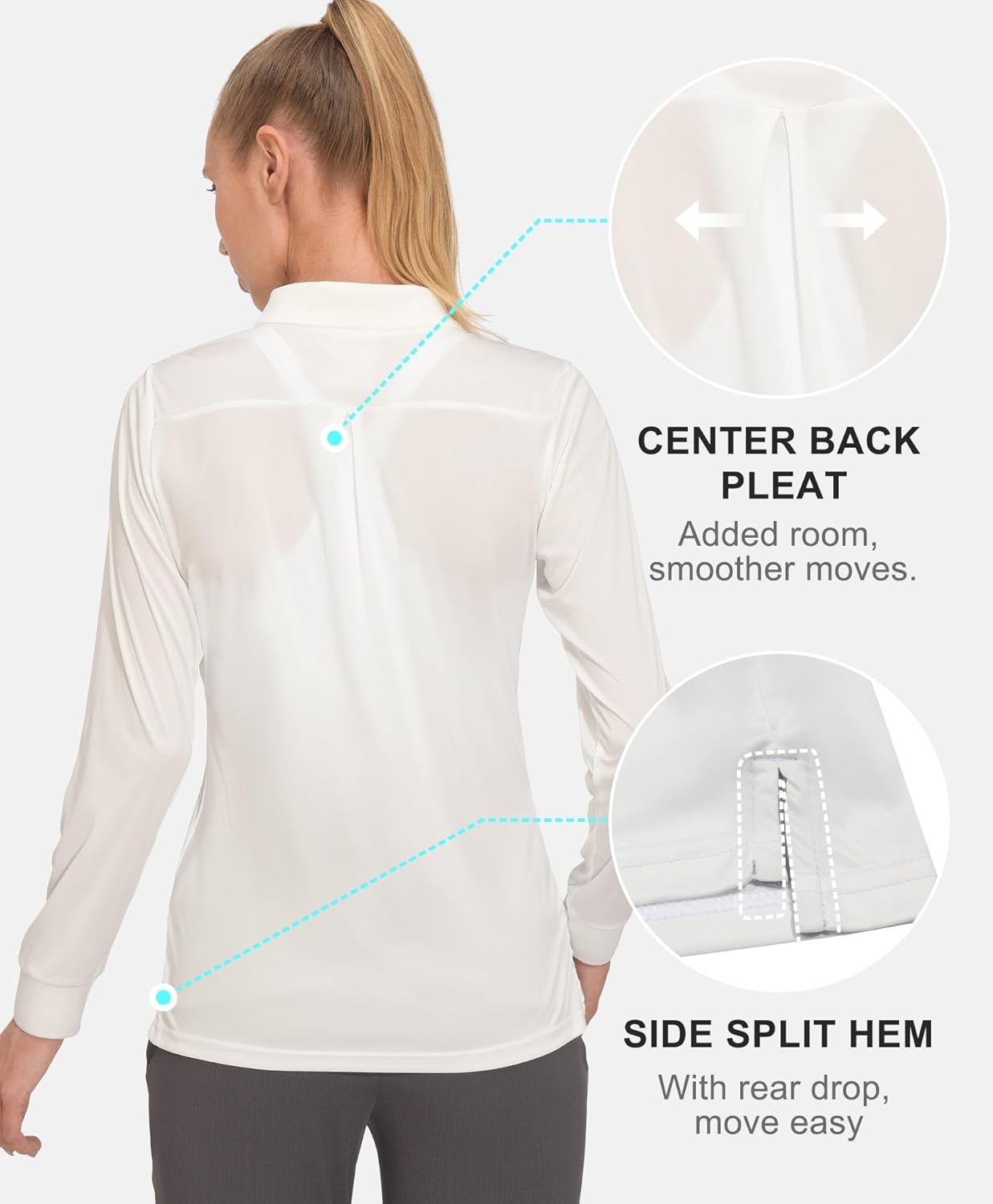 Little Donkey Andy Women's Long Sleeve Golf Athletic Polo Shirt Lightweight Quick Dry UPF50+ Moisture-Wicking 3-Button Design - Image 2