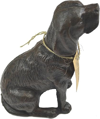 Lulu Decor, Tope decorativo de hierro fundido para puerta de perro, topes de puerta, escultura, estatua de perro (negro antiguo, 4 libras)