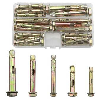 24 Pcs Anchor Bolts,Expanding Rawl Bolts For Wall,Concrete,Brick,Masonry | M6/8/10Heavy Duty Expansion Screws Plugs Assorted Set For Plasterboard Wall Fixings50/70/80mm