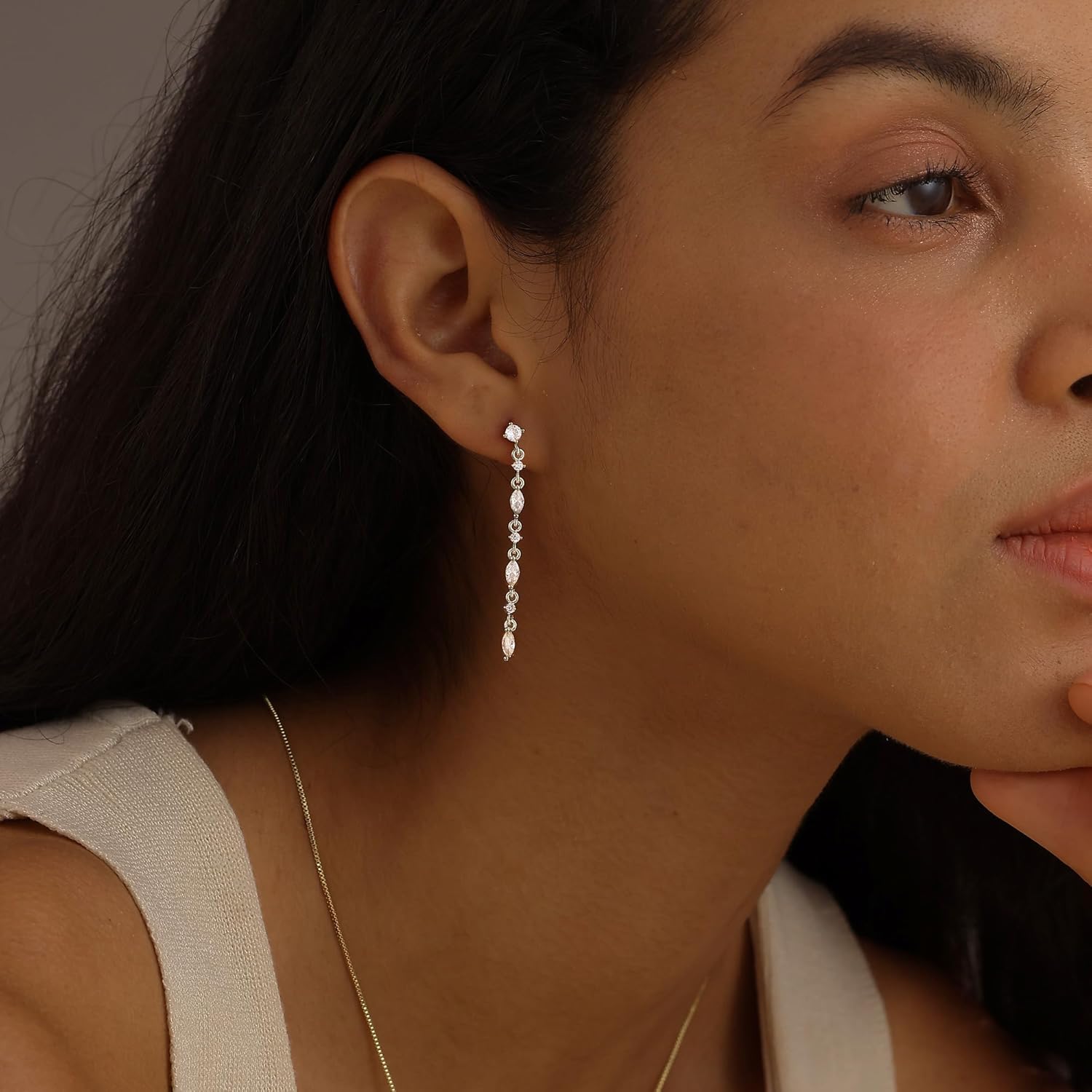 Silver Earrings for Women,Dainty Dangle Earrings Silver Plated Drop Earrings for Women Trendy Hypoallergenic CZ Stud Earrings Wedding Pearl Earrings Dangling Cute Small Hoop Earrings Jewelry - Image 7