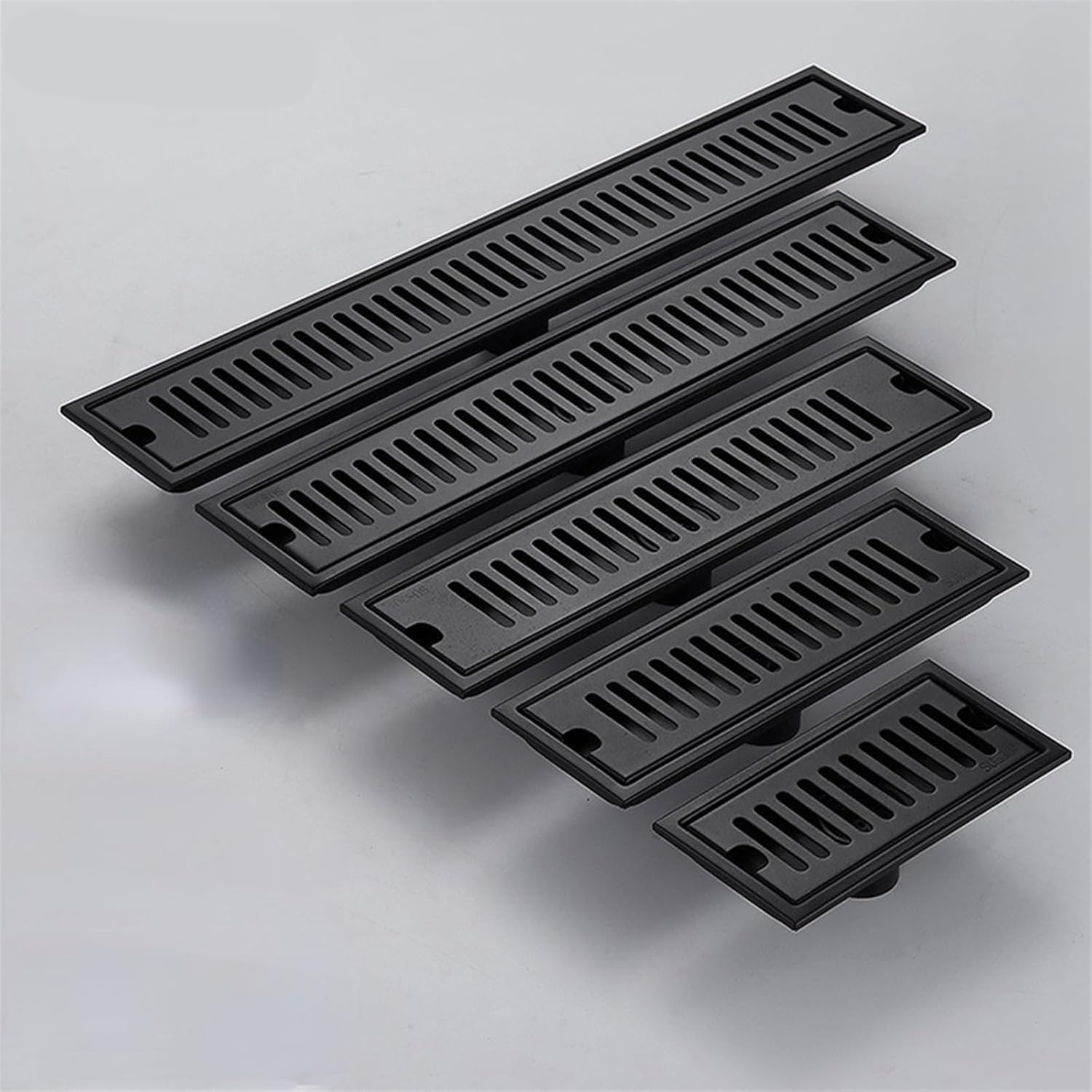 Black 20-100cm Side/mid Outlet Shower Drain Stainless Steel Bathroom Floor Drainage Linear Waste Filter Accessories 1Pcs(40x10cm Mid)