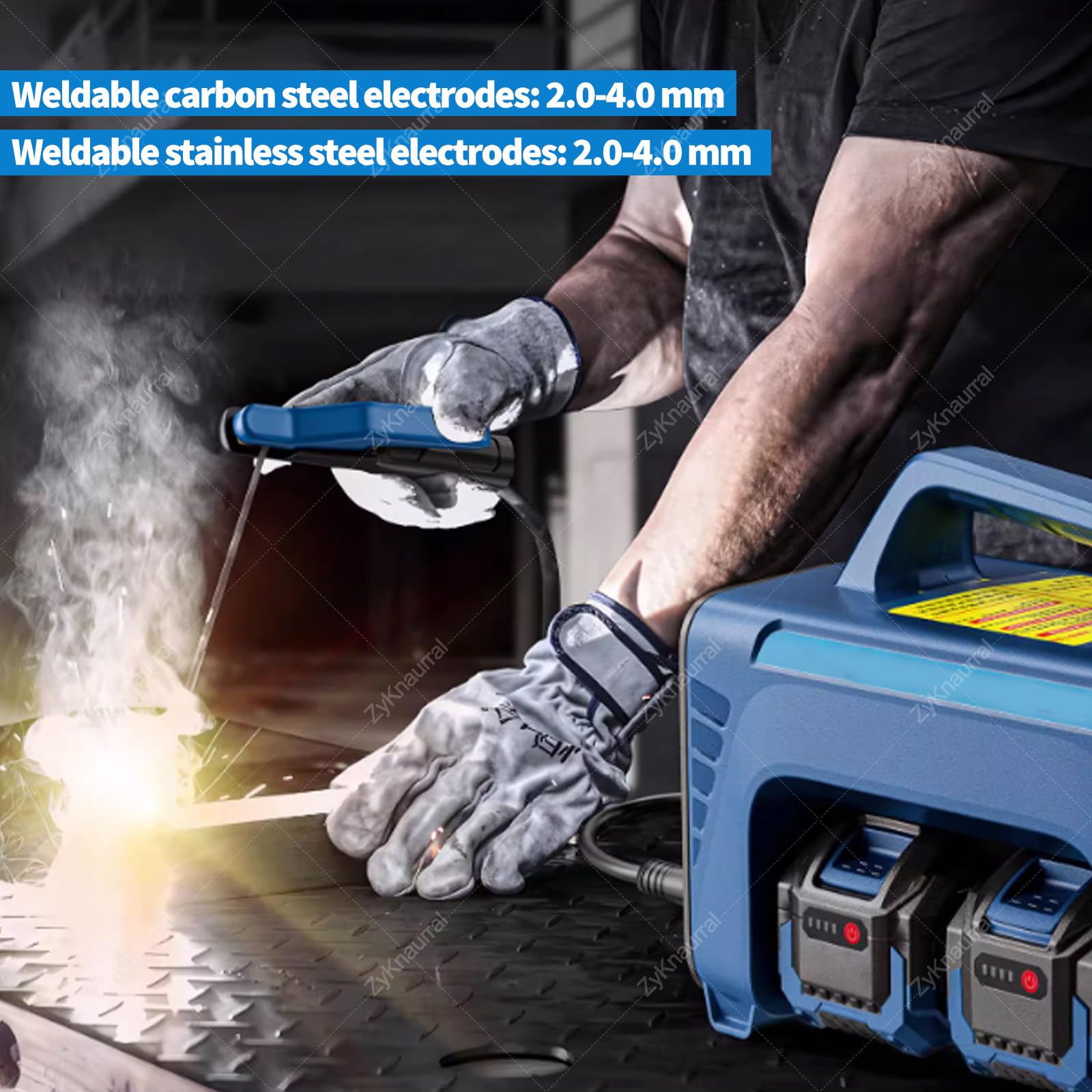2/4 X 6000mah Bezprzewodowa Spawarka Z Wyświetlaczem LED, Mma Arc 160a Zasilana Akumulatorowo Cyfrowa Spawarka Inwertorowa Igbt Do Spawania Elektrodą Otuloną Do Prac Na Zewnątrz/Nad Głową 2Batteries
