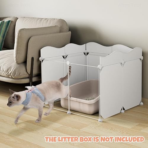 Miniatura 6 de ZooZoo Caja de arena para gatos, diseño único de ondas, escudo de orina de gran tamaño, impermeable, fácil de limpiar, no incluido, color blanco