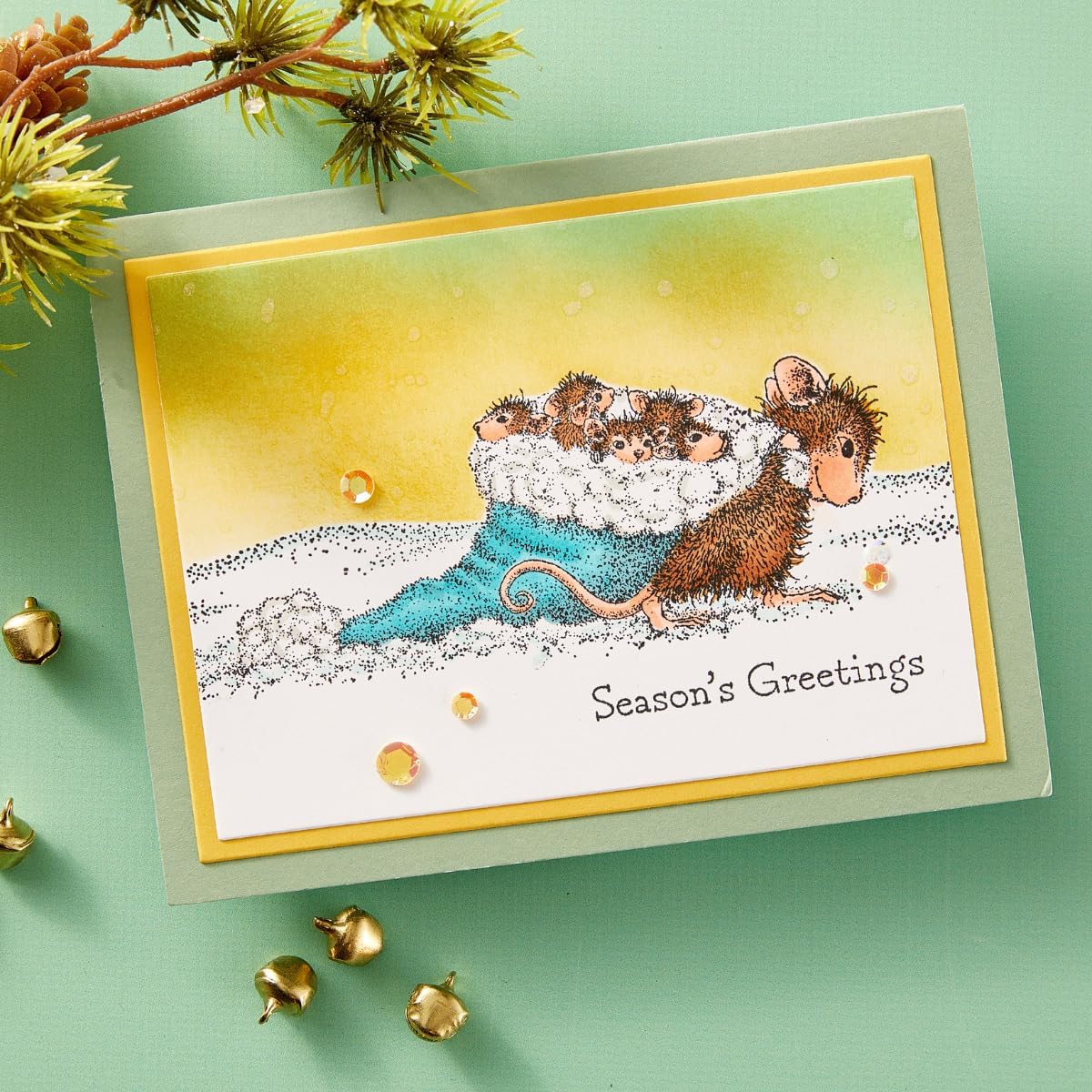 Spellbinders RSC-035 Christmas Friends Cling Rubber Stamp Set from The House-Mouse Holiday Friends Collection