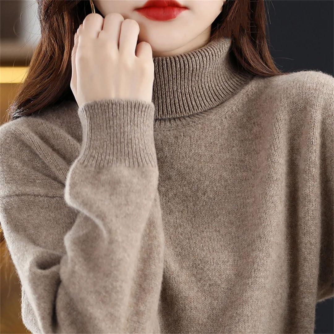 Vogrtcc Suéter De Cachemira con Cuello Alto para Mujer, Suéter De Lana para Otoño E Invierno, Jersey Suelto De Punto