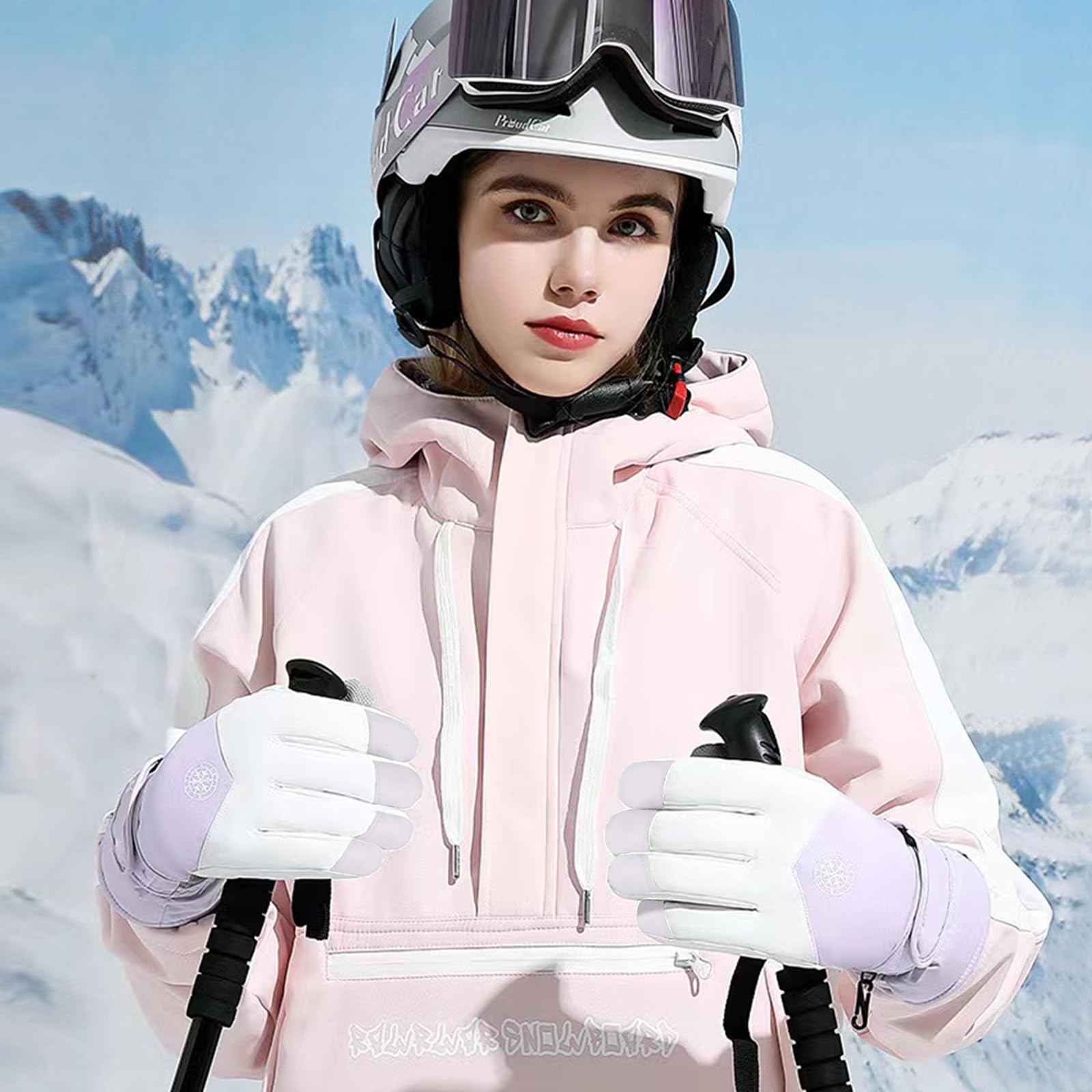 GEEKEO Winterhandschoenen voor dames, skihandschoenen - waterdichte warme thermische touchscreen-handschoenen voor snowboard, fiets en meer