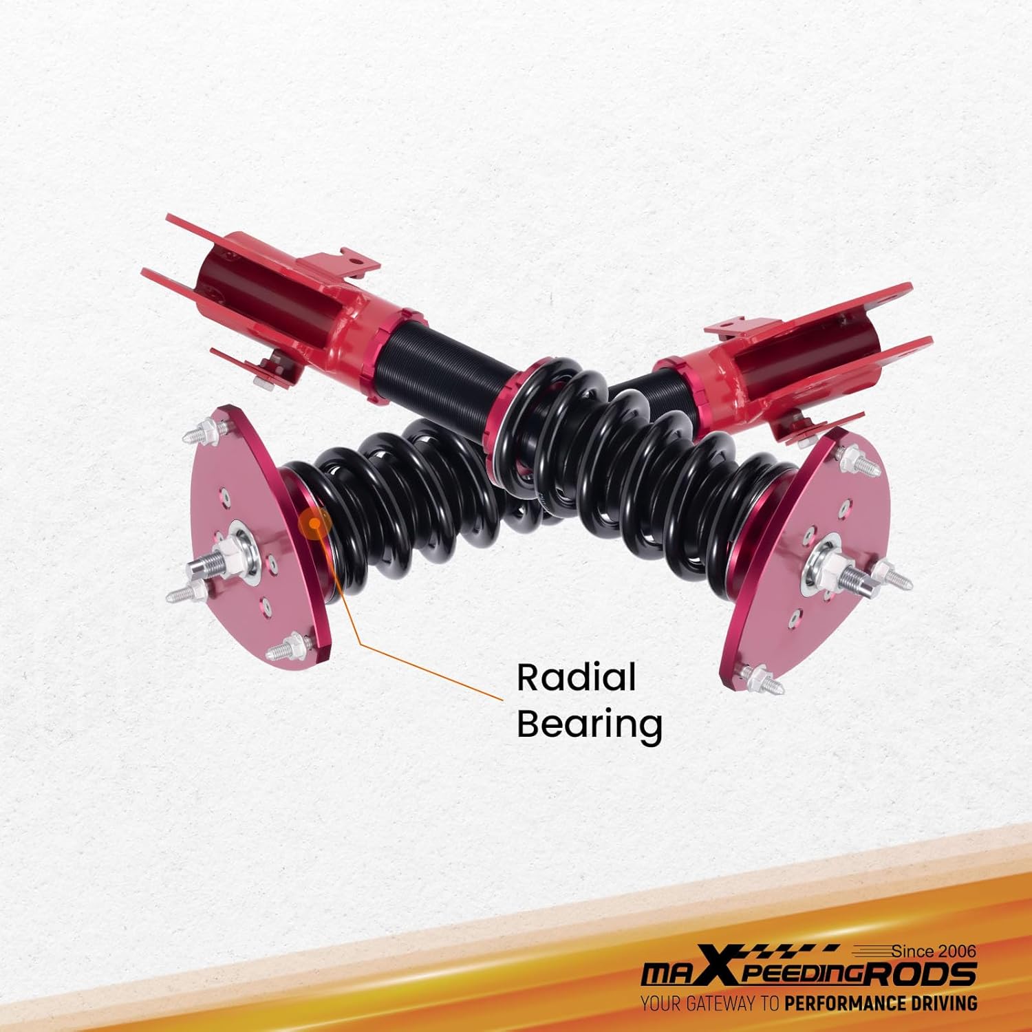 maXpeedingrods Coilovers for Subaru WRX 2015-2021, for WRX STI 2015-2021, Height Adjustable Full Coilover, Suspension Kit, Preset Damping Shock Absorber Struts, Lowering Kit Red