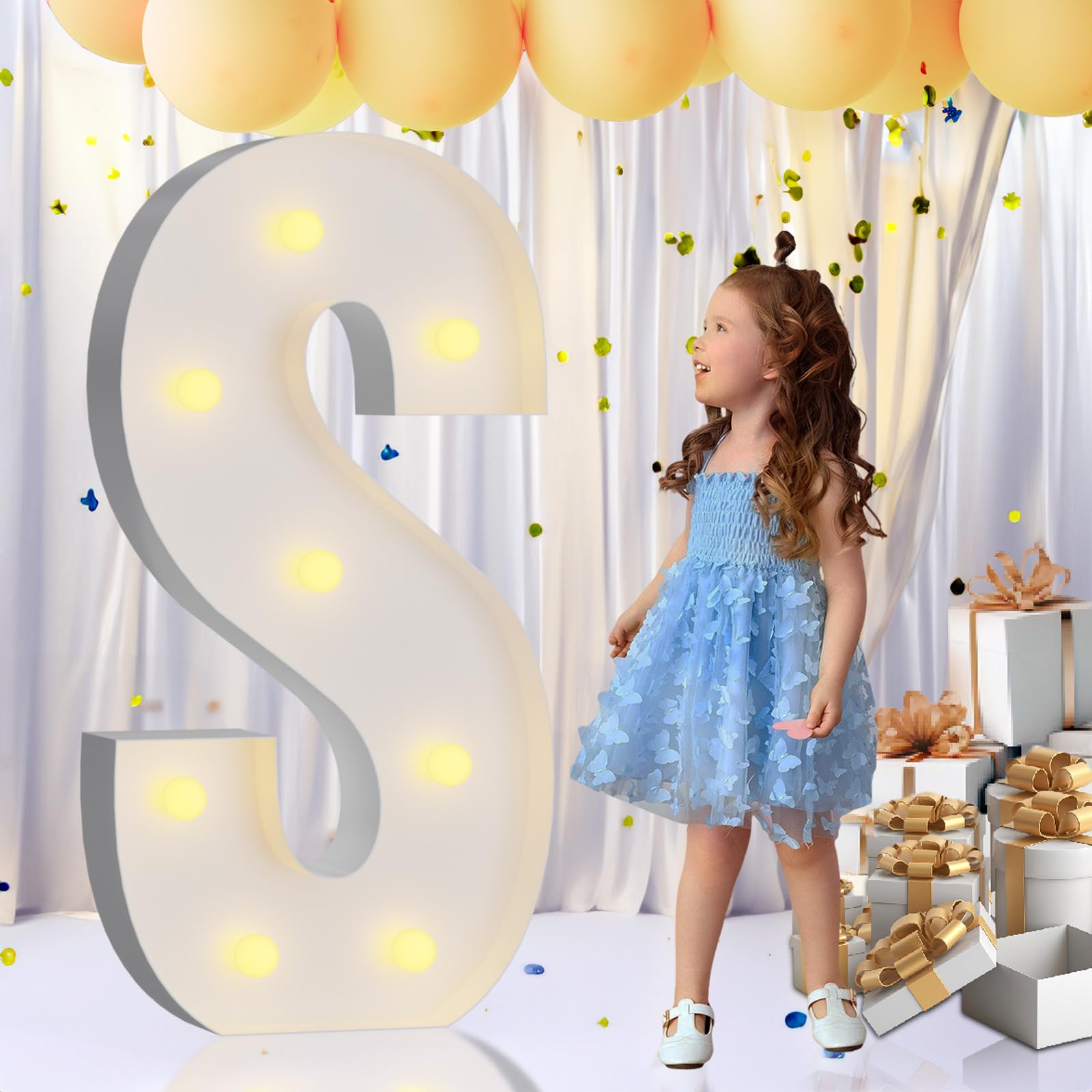 imprsv 3FT Marquee Letters, Mosaic Light Up Letters for Birthday Baby Shower Wedding Engagement Party Backdrop Decor, Large Marquee S for Party