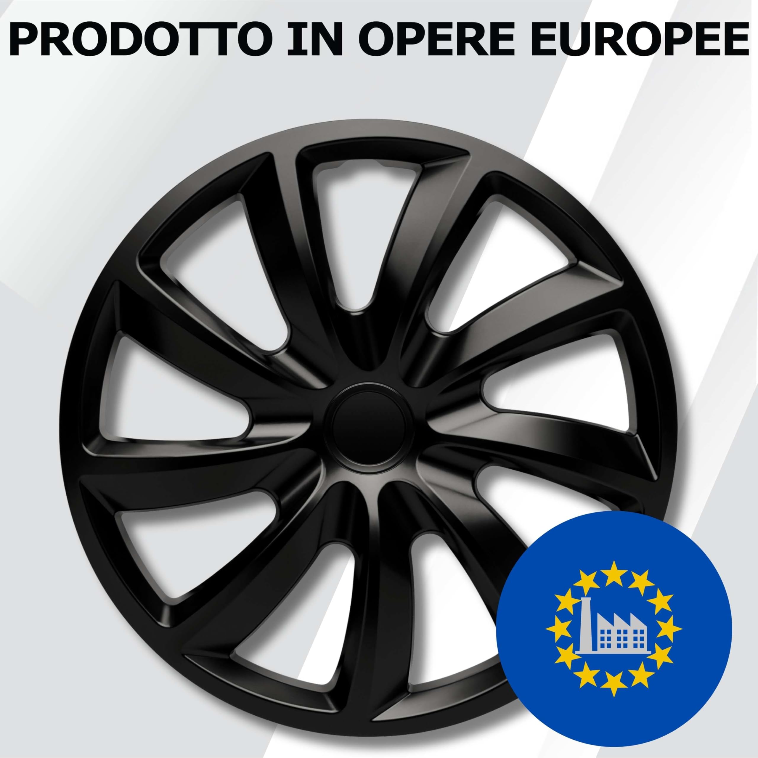 Copricerchioni 16 Pollici Neri – Set di 4 Coppe Ruota Universali per Cerchioni in Acciaio | Kuglo
