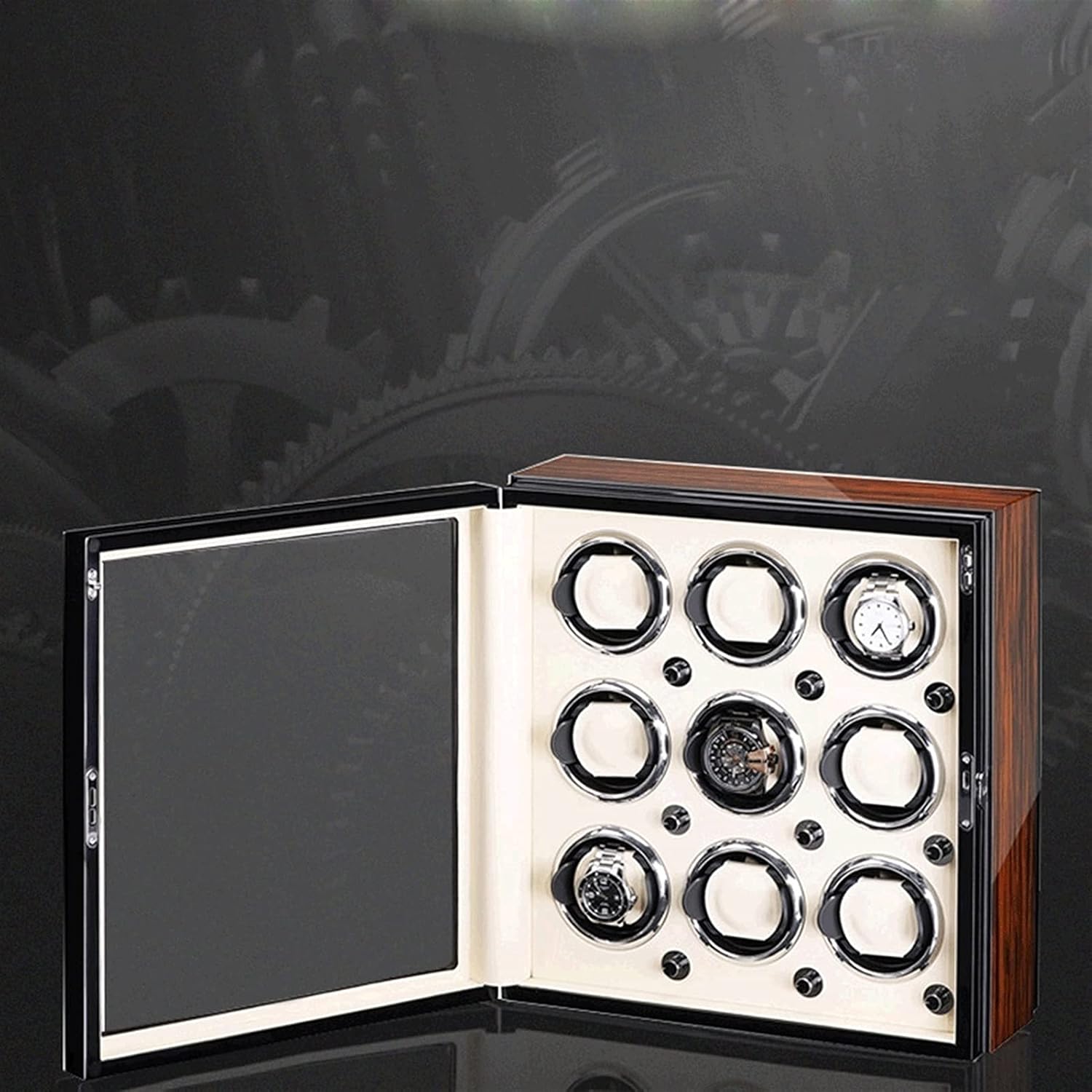 Luxury Wooden Watch Winder Box Motor Shaker Holder 6Slots Storage Boxes Automatic Mechanical Watches Winding Machine Luxury Gift
