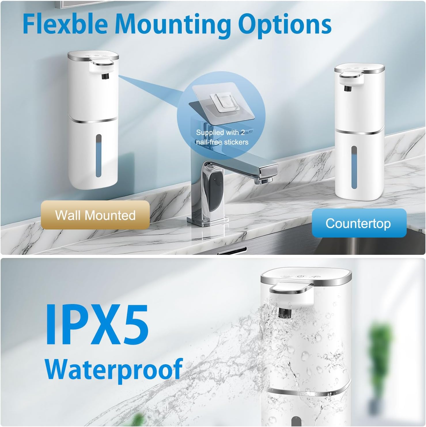 Automatic Liquid Soap Dispenser,Digital Display 9-Level Adjustable Touchless Smart Hand & Dish Soap Dispenser, USB Rechargeable, 13.5oz/400mL Wall Mounted for Bathroom Kitchen, Hotel, Restaurant - Image 5